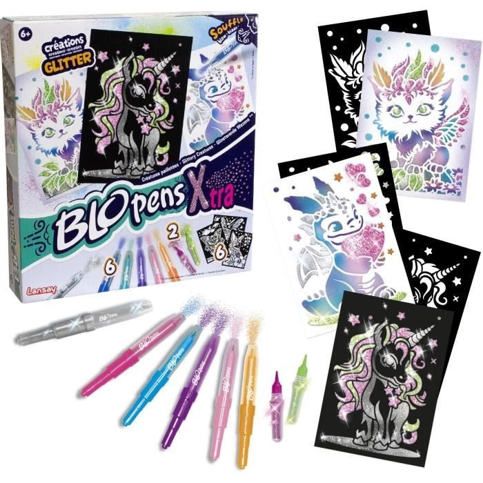 Blopens - LANSAY - Creature scintillanti - 6 stencil - Età 6 anni in su