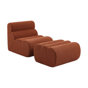Poltrona bouclé testurizzata con poggiapiedi, 1 posto, terracotta