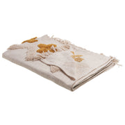 Coperta beige e giallo cotone 130 x 180 cm copriletto motivo astratto frange camera da letto soggiorno