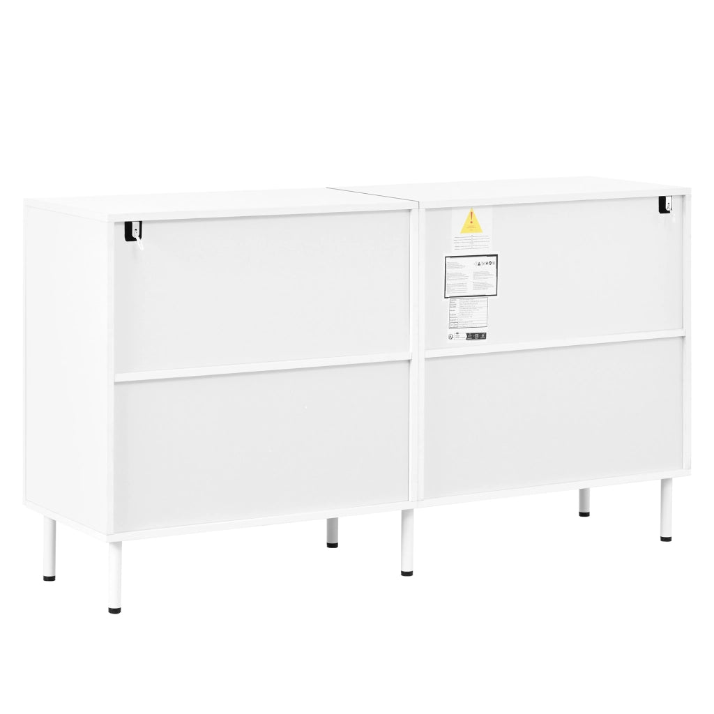 Credenza con 4 ante; push-to-open - per soggiorno - 140×40×77.5 cm - bianco