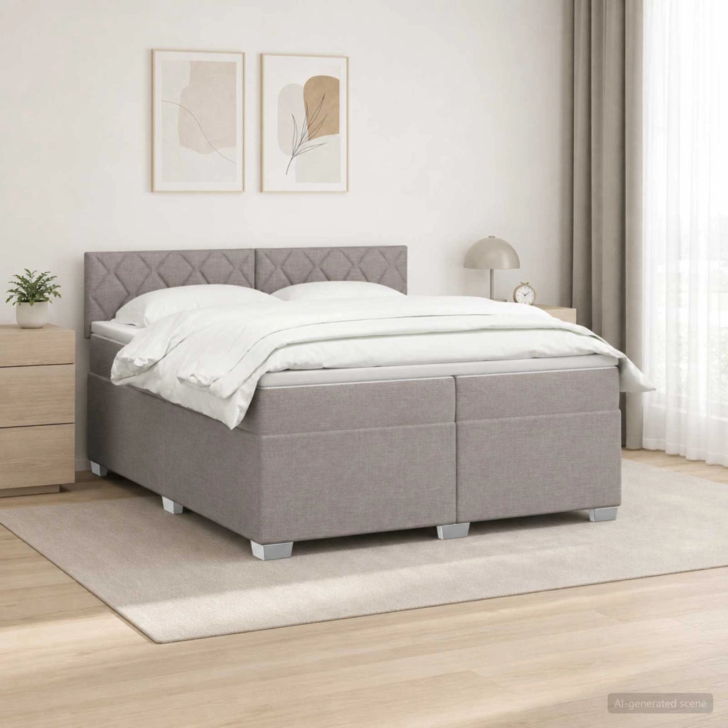 Letto box spring con materasso Tortora 200 x 200 cm Tessuto 3450569