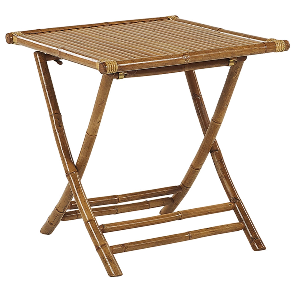 Tavolino Bistrò da Esterno in Legno di Bambù Marrone Chiaro Pieghevole 70 x 70 cm
