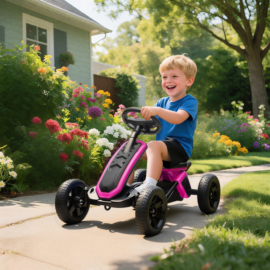 Pedal Car con Ruote Antiscivolo in EVA ¨C zephmum ¨C Rosa per Bambini 2-5 Anni