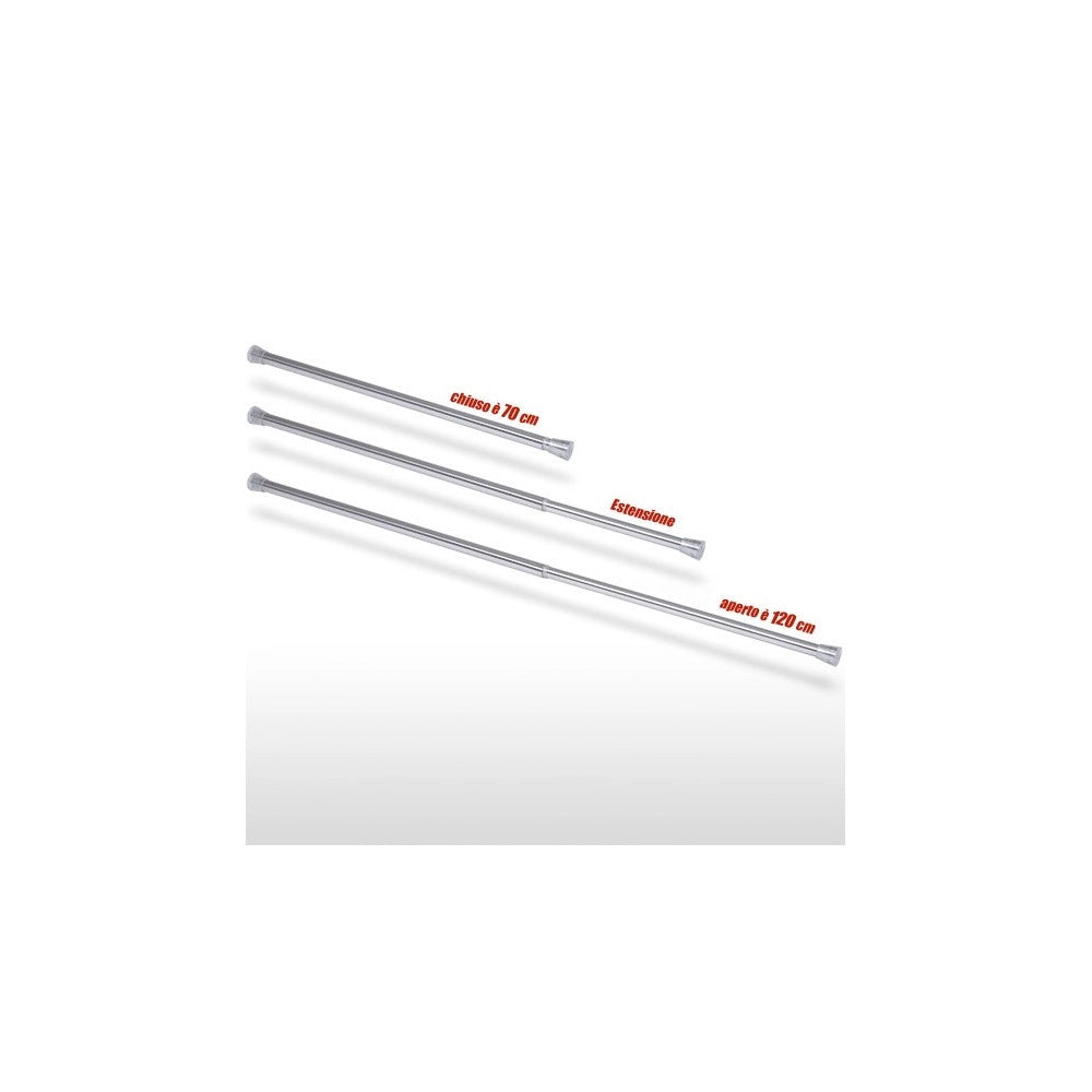 Trade Shop - Barra Telescopica Per Tenda Da Doccia 70 Cm Fino A 120 Cm Alluminio Cromato -