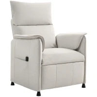 Poltrona Reclinabile Elettrica con Telecomando e Poggiapiedi, in Tessuto Effetto Velluto, 80x83x104 cm, Crema