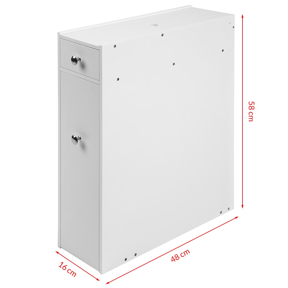 Mobiletto Salvaspazio Bagno Mobile in Legno MDF Bianco con Cassetti 48x16x58cm