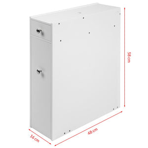 Mobiletto Salvaspazio Bagno Mobile in Legno MDF Bianco con Cassetti 48x16x58cm