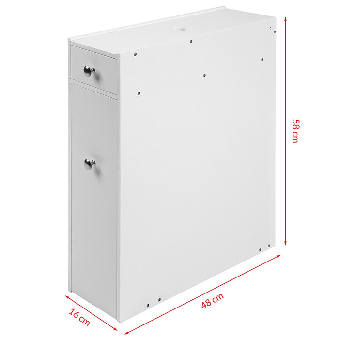 Mobiletto Salvaspazio Bagno Mobile in Legno MDF Bianco con Cassetti 48x16x58cm