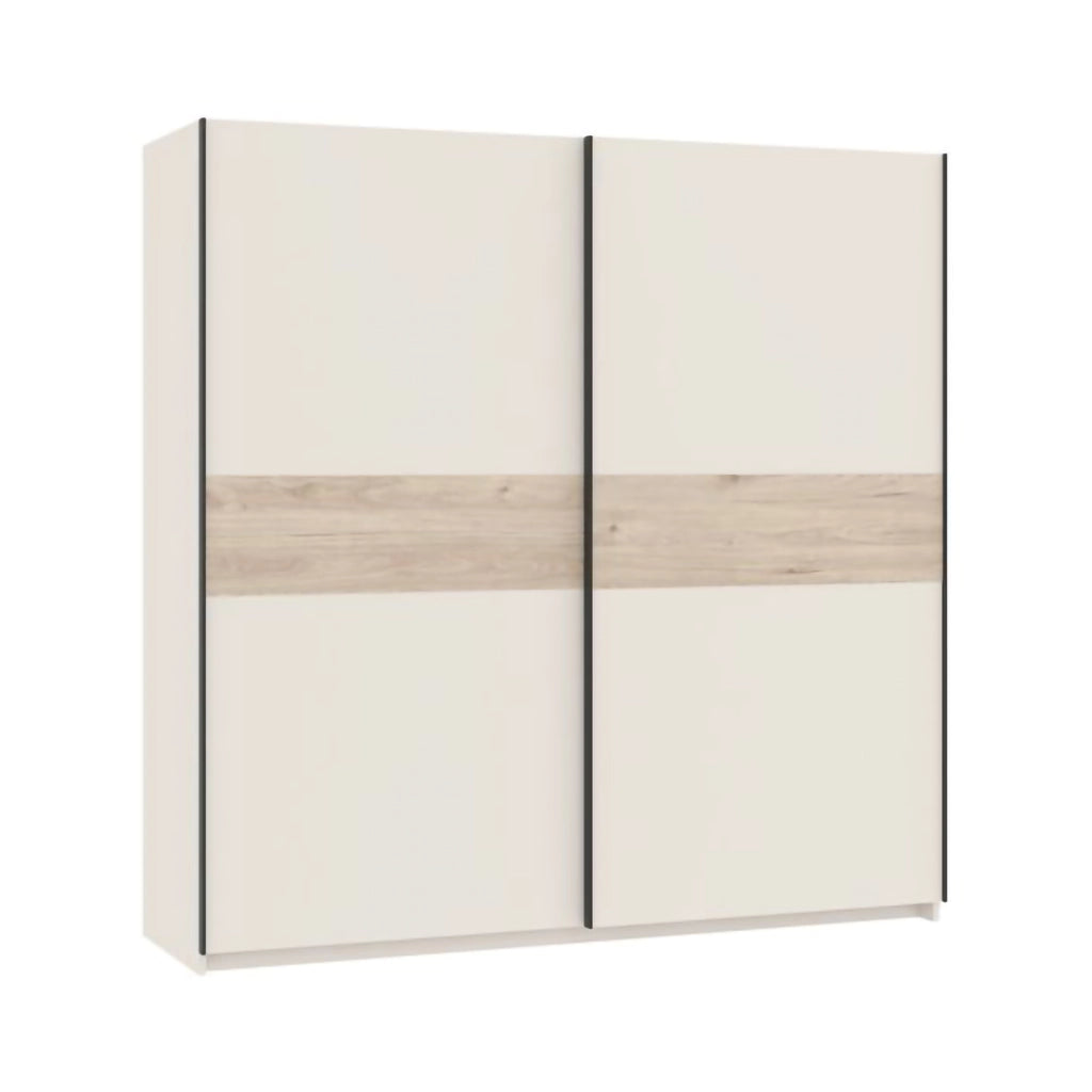 Armadio Camera da Letto Nalika, Guardaroba 2 Ante 2 Ripiani, 200x204h cm Beige Cashmere