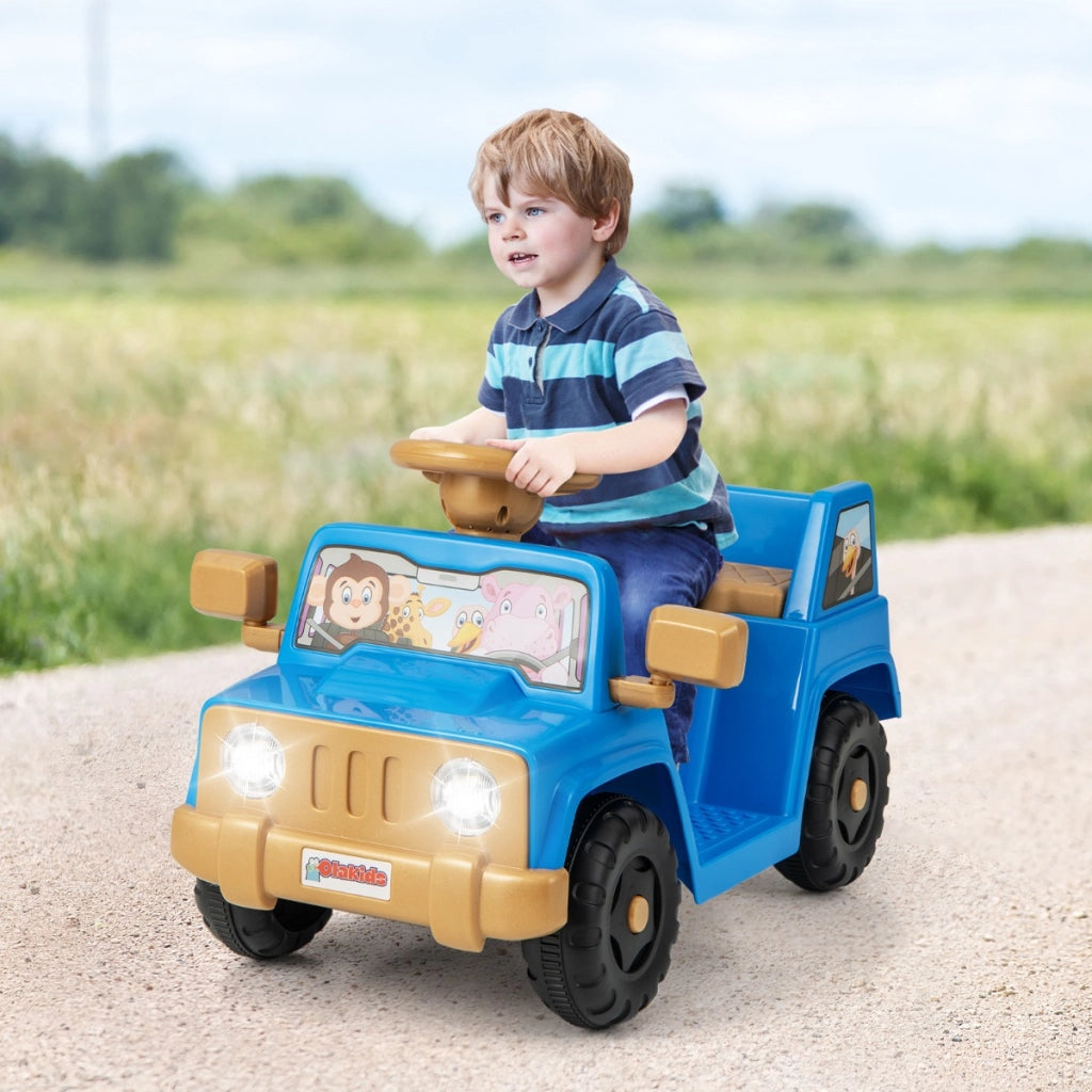 Auto elettrica 6v per bambini ¨¨ un giocattolo con luci led, Auto elettrica con effetto motore si accende con pulsante Blu-Macchinine giocattoli