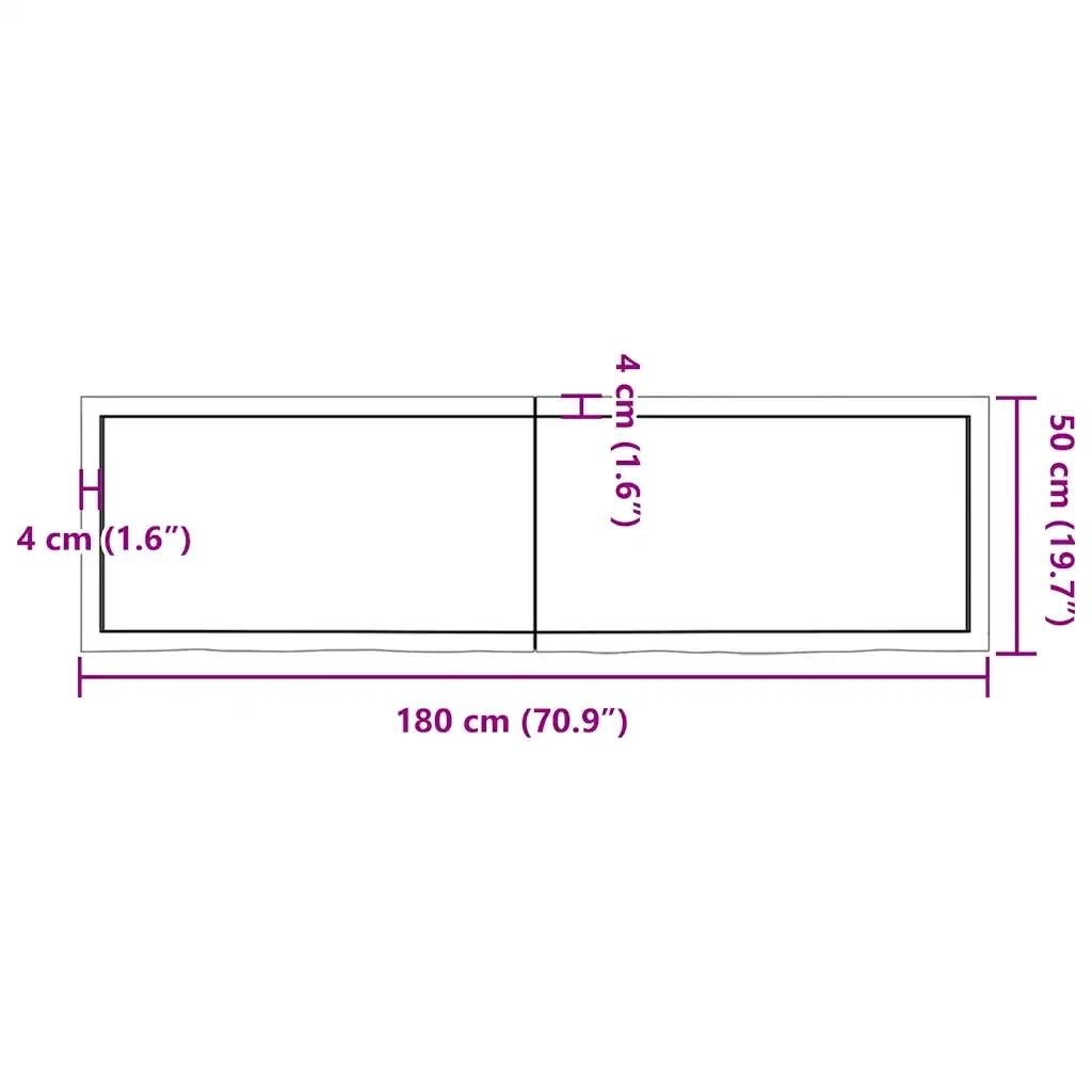 Ripiano Marrone Scuro 180x50x(2-6) cm Massello Rovere Trattato 363841