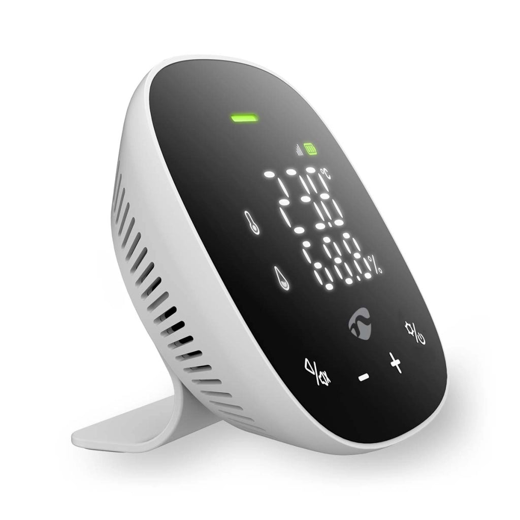 Sensore Wi-Fi di qualità dell'aria e anidride carbonica con display a LED Bianco / Nero Nedis