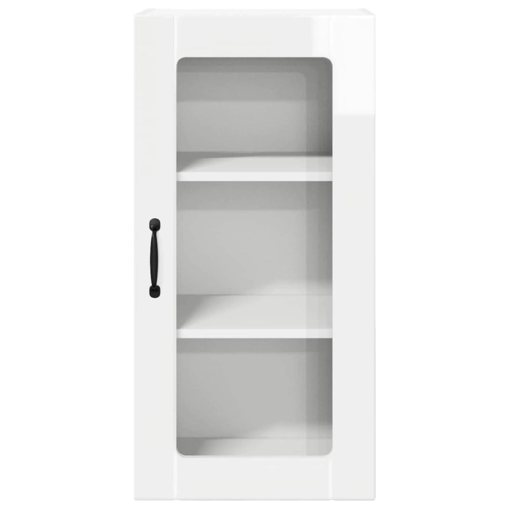 Set di 2 pratici pensili da cucina 40 x 31 x 80 cm stile moderno in legno composito bianco lucido 02_0054338