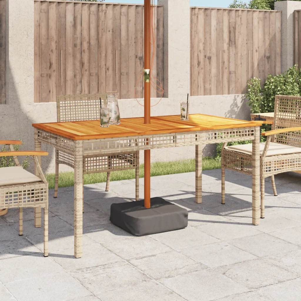 Tavolo da Giardino Beige 140x80x75 cm Polyrattan e Legno Acacia 366278