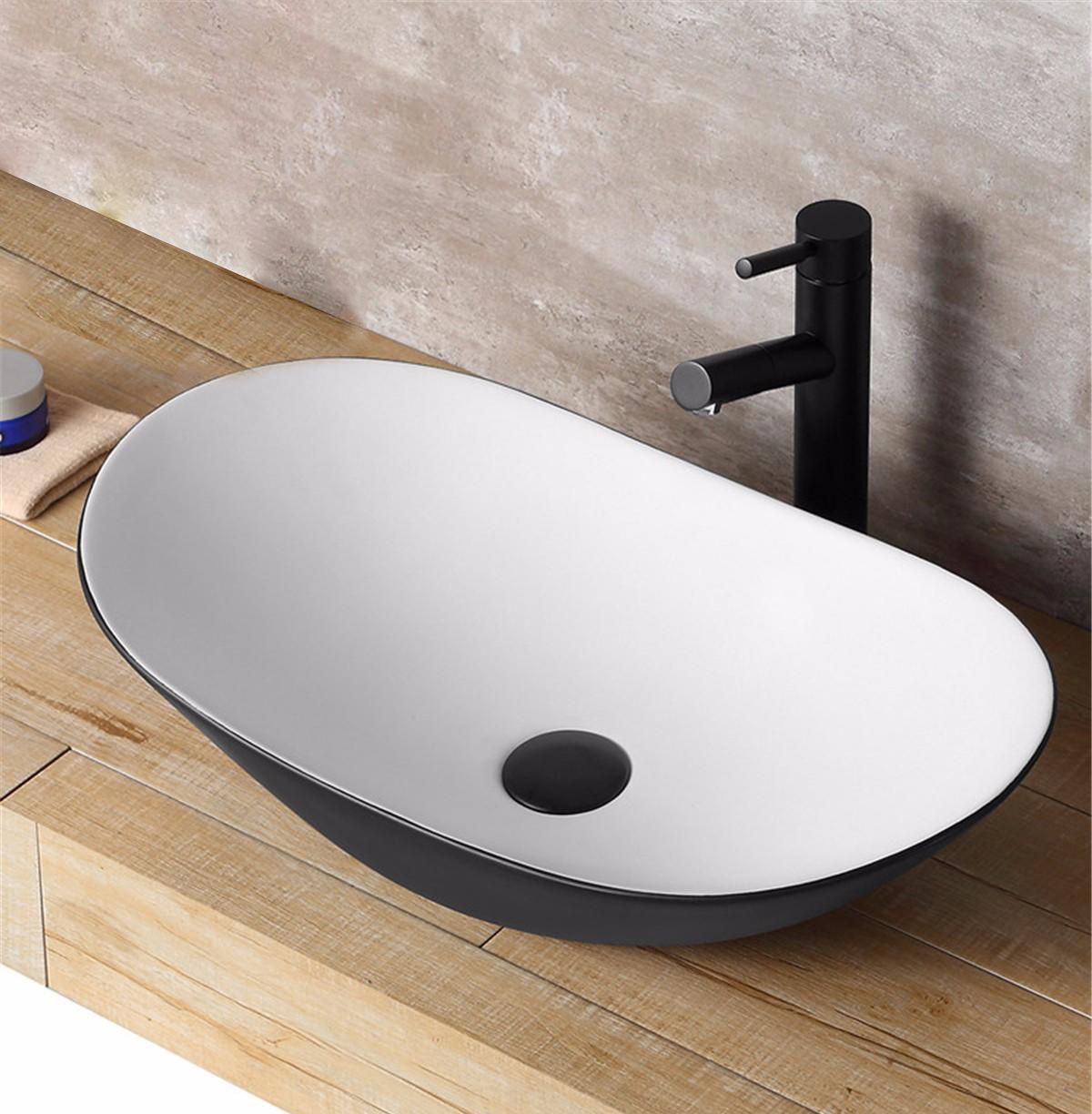 Lavabo Da Appoggio Rea Royal White Black