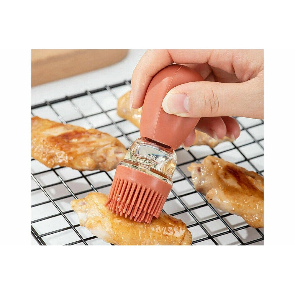Trade Shop - Contenitore Olio Con Pennello In Silicone Olio Dispenser Contagocce Dosatore -