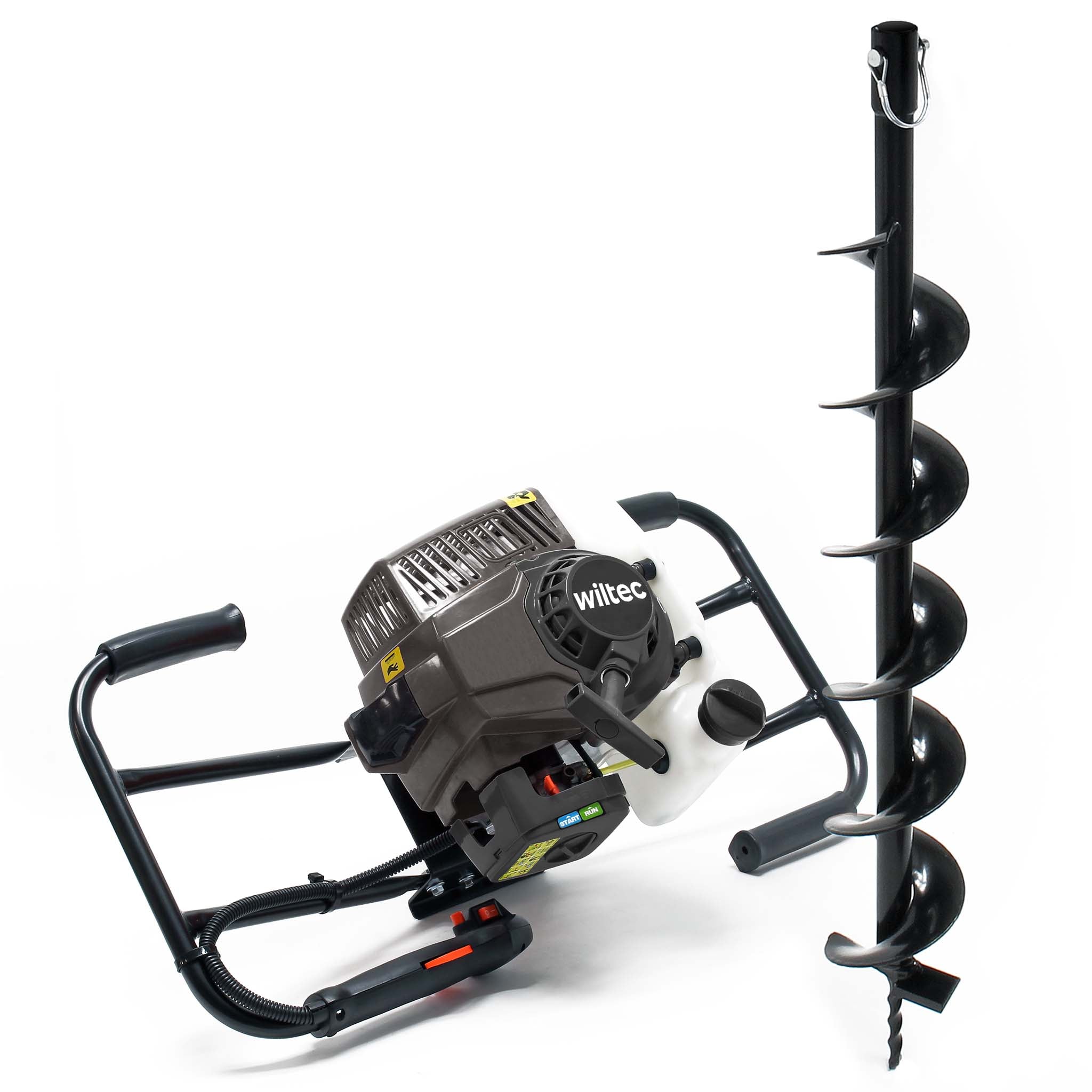 Mototrivella a benzina, motore a 2 tempi di 3 CV 63,3 ccm, con punta elicoidale Ø150mm, uso 2 persone