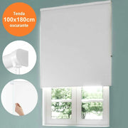 Trade Shop - Tenda Rullo Oscurante 100x180cm Bianco Con Catenina Tende Parasole Finestra Casa -