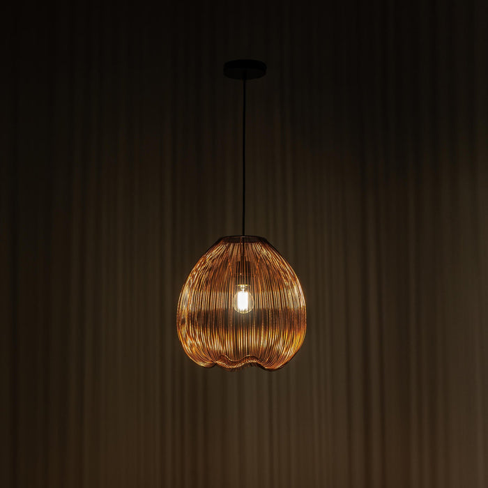 Lampada a Sospensione 35x35xH150 cm in Metallo Jaula Ottone Lucido