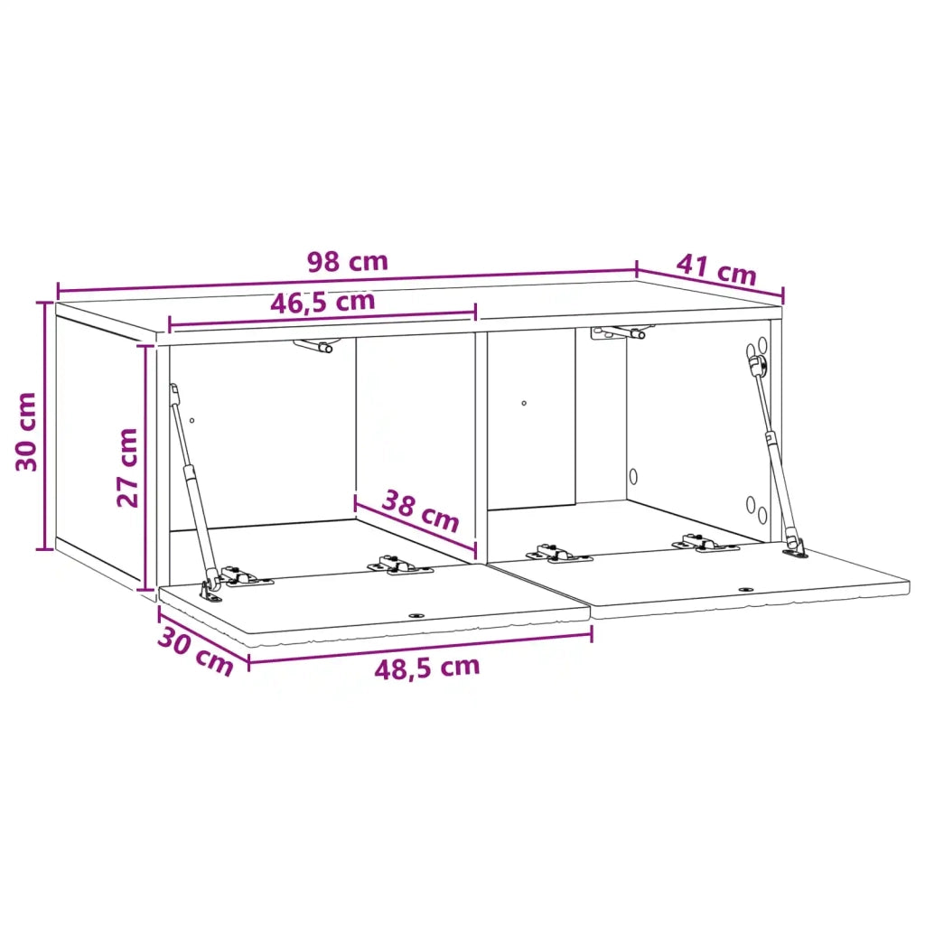 Mobile Porta TV da Muro 98 x 41 x 30 cm Bianco Lucido 898869