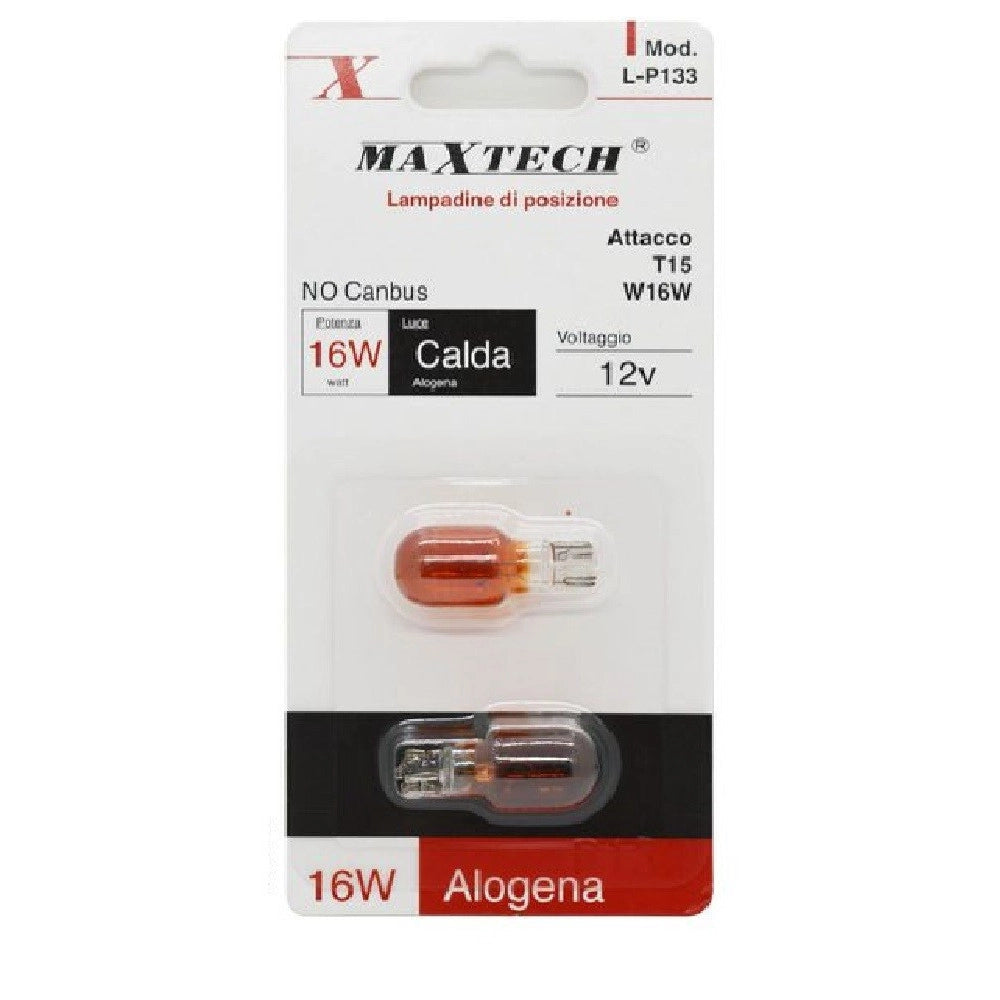 Trade Shop - Lampadine Di Posizione T15 W16w 12v Auto 16w Luce Calda Alogena L-p133 No Canbus -