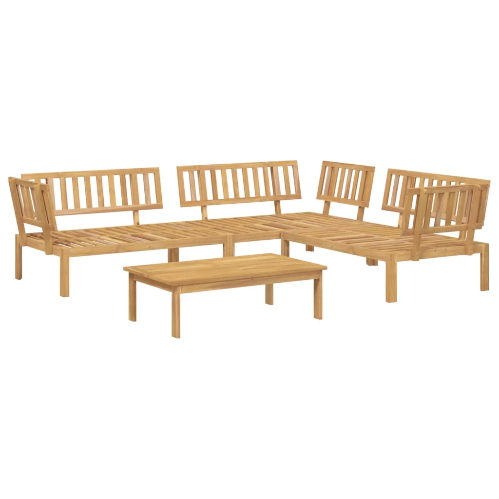 Set di divani con cuscino 4 pcs Beige Legno di Acacia Massello 3418367