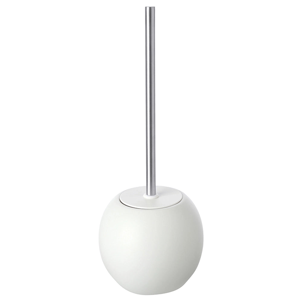 Portascopino Tondo Ceramica Bianco e manico in acciaio Oslo