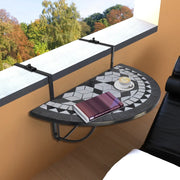 Tavolo da Balcone Sospeso Nero e Bianco a Mosaico cod mxl 34269