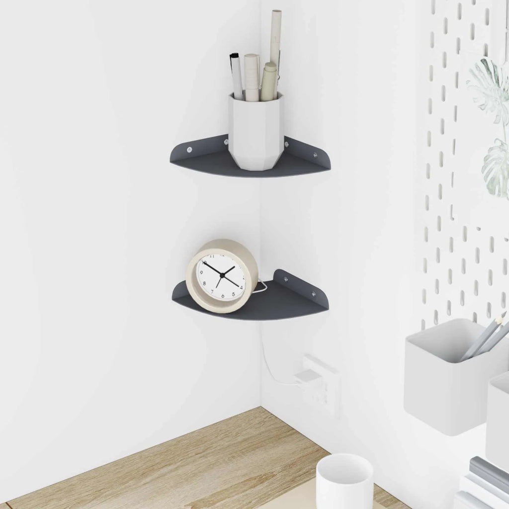 Mensola sospesa con lo scaffale 2 pcs Antracite 15 x 15 x 2 cm