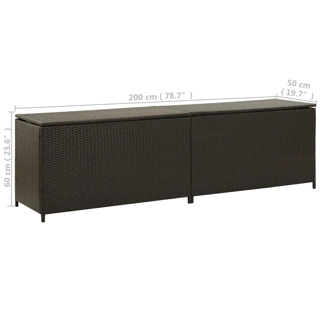 Contenitore da giardino/box in resina intrecciata 200 x 50 x 60 cm marrone 02_0013123