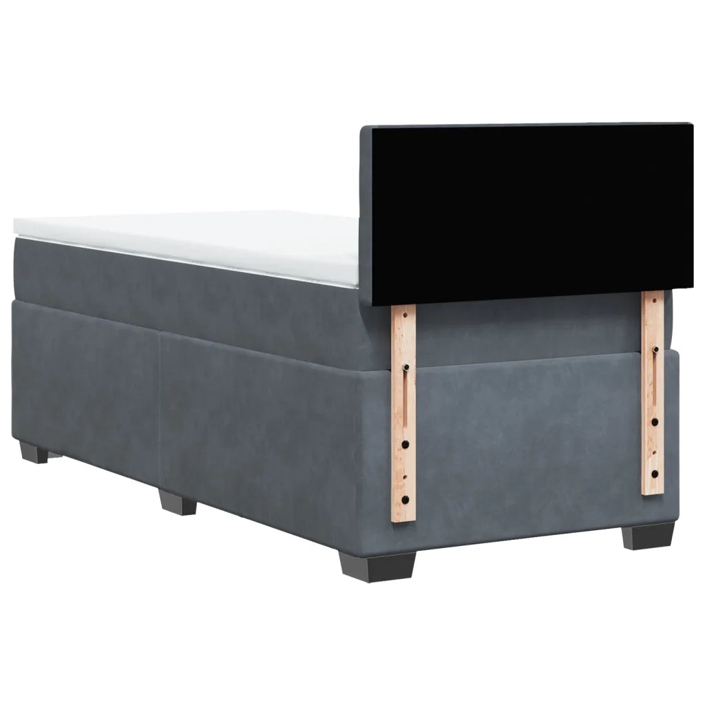 Giroletto a Molle con Materasso Grigio Scuro 90x190 cm Velluto