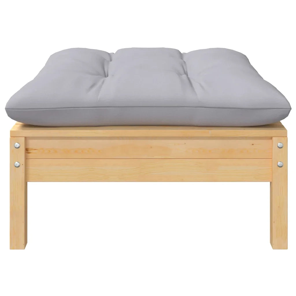 Set Divani da Giardino 9 pz con Cuscini Grigi Massello di Pino 3096165