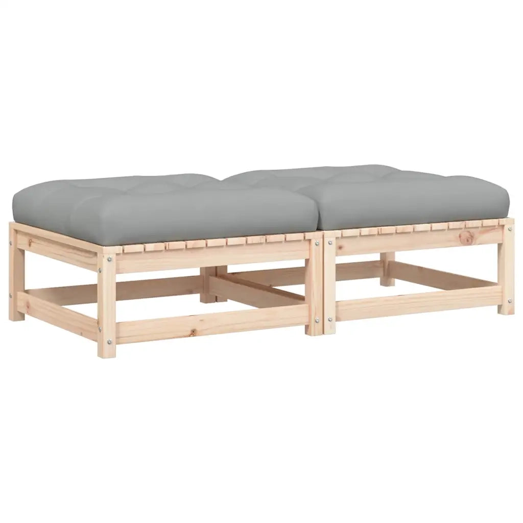 Sedia da giardino-Poggiapiedi da Giardino con Cuscini 2 pz Legno Massello di Pino 824156