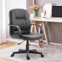 Sedia da Ufficio Ergonomica e Girevole, Poltrona da Ufficio con Altezza Regolabile in Similpelle 60x60x94-103cm Nero