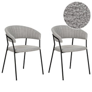 Set di 2 sedie da pranzo moderne Seduta imbottita in velluto grigio con braccioli Schienale curvo Design moderno e contemporaneo