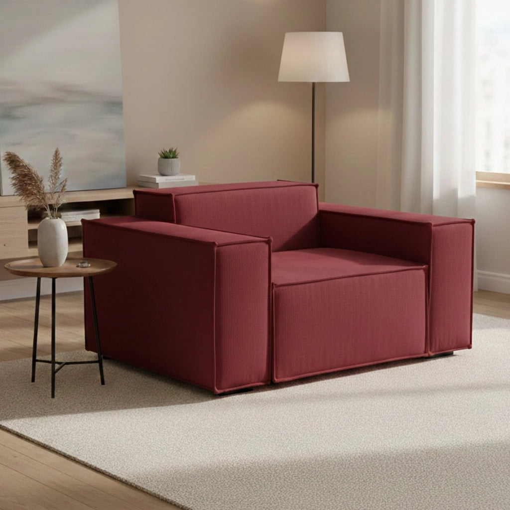 Poltrona Rodonite, Poltrona da salotto, 100% Made in Italy, Poltroncina relax in tessuto imbottito, Cm 160x95h70, Rosso