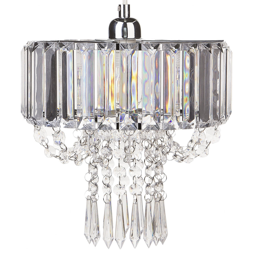 Lampada a Sospensione Metallo Trasparente Vetro Acrilico 83 cm Lampadario Decorativo Finitura Lucida Glam