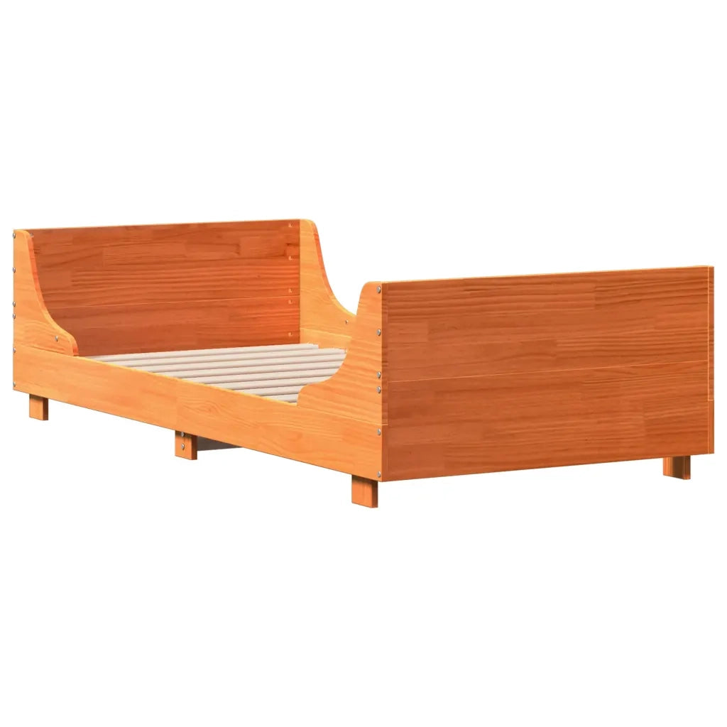 Letto senza Materasso-Struttura Letto Marrone Cera 75x190 cm in Legno di Pino 807077