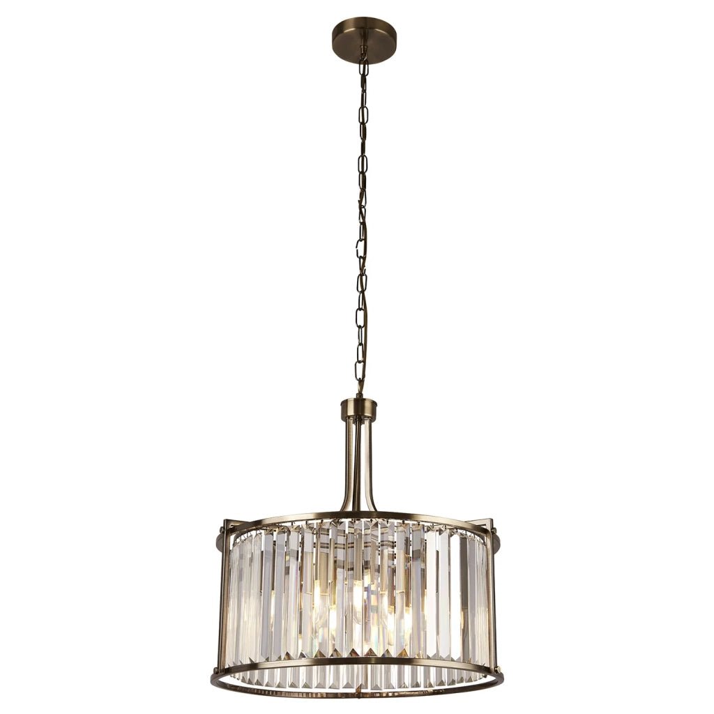 Lampadario Tondo Contemporaneo Victoria Acciaio Adjustable Vetro 5 Luci E27