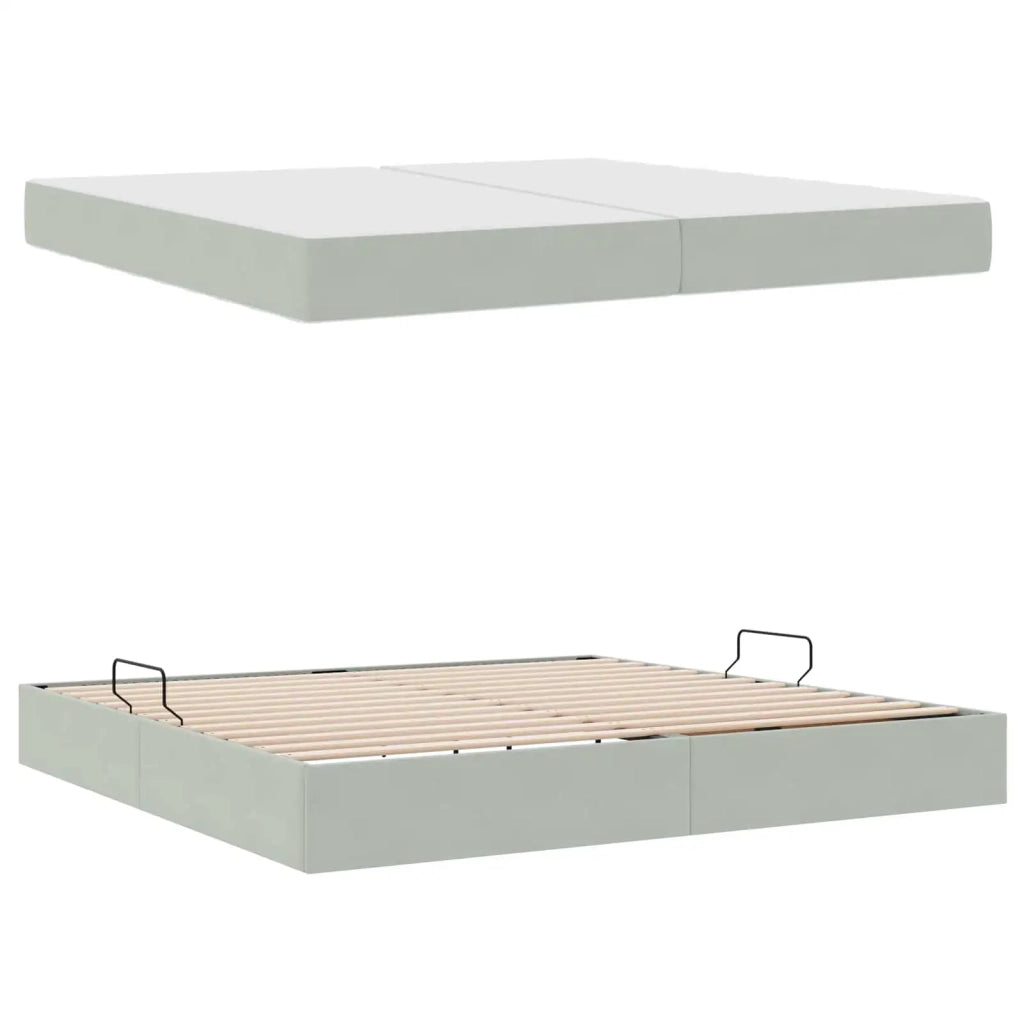 Letto con contenitore e materasso Grigio chiaro 200 x 200 cm