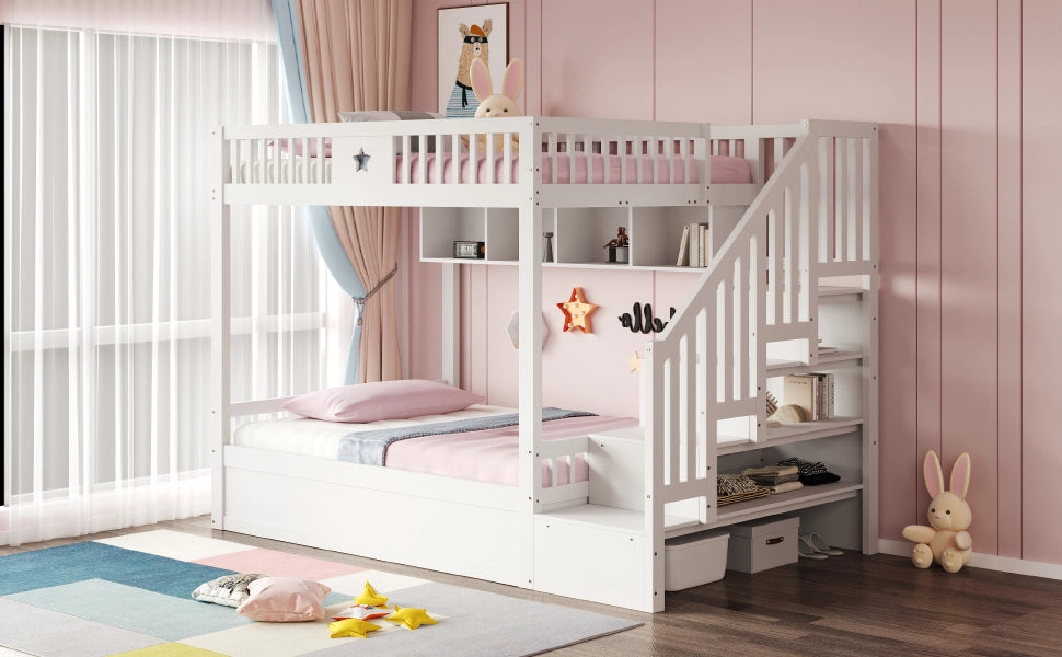LETTO A CASTELLO 140x200 cm con contenitore idraulico, bianco, legno massello