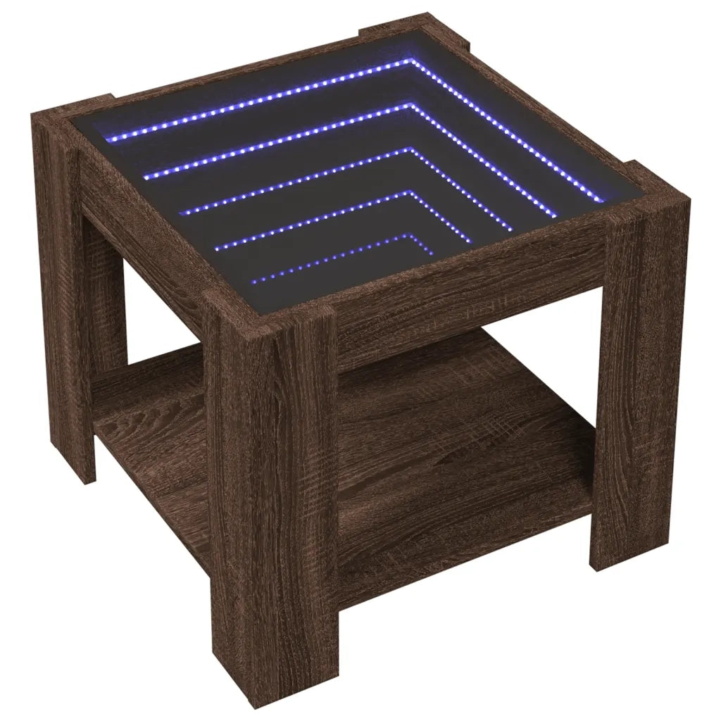 Tavolino salotto | Tavolino da caff¨¨ | Tavolino da Soggiorno con LED Rovere Marrone 53x53x45 cm Multistrato