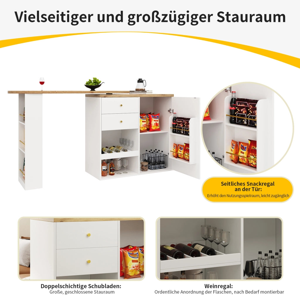 ARMADIO MODULARE Girevole 105x39x102 cm MDF Bianco con 4 cassetti