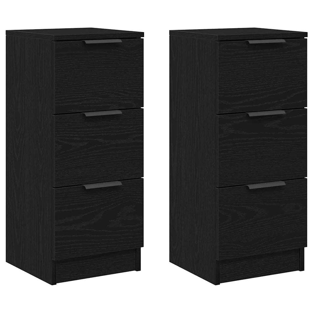 Credenza 2 pcs Rovere Nero 30 x 30 x 70 cm Legno multistrato 862775