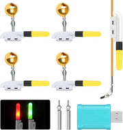 Lanterna da pesca a LED con punti di luce inclinabili 4 pezzi - attacco a pendente LED - stantuffo LED da pesca - caricatore e batteria.