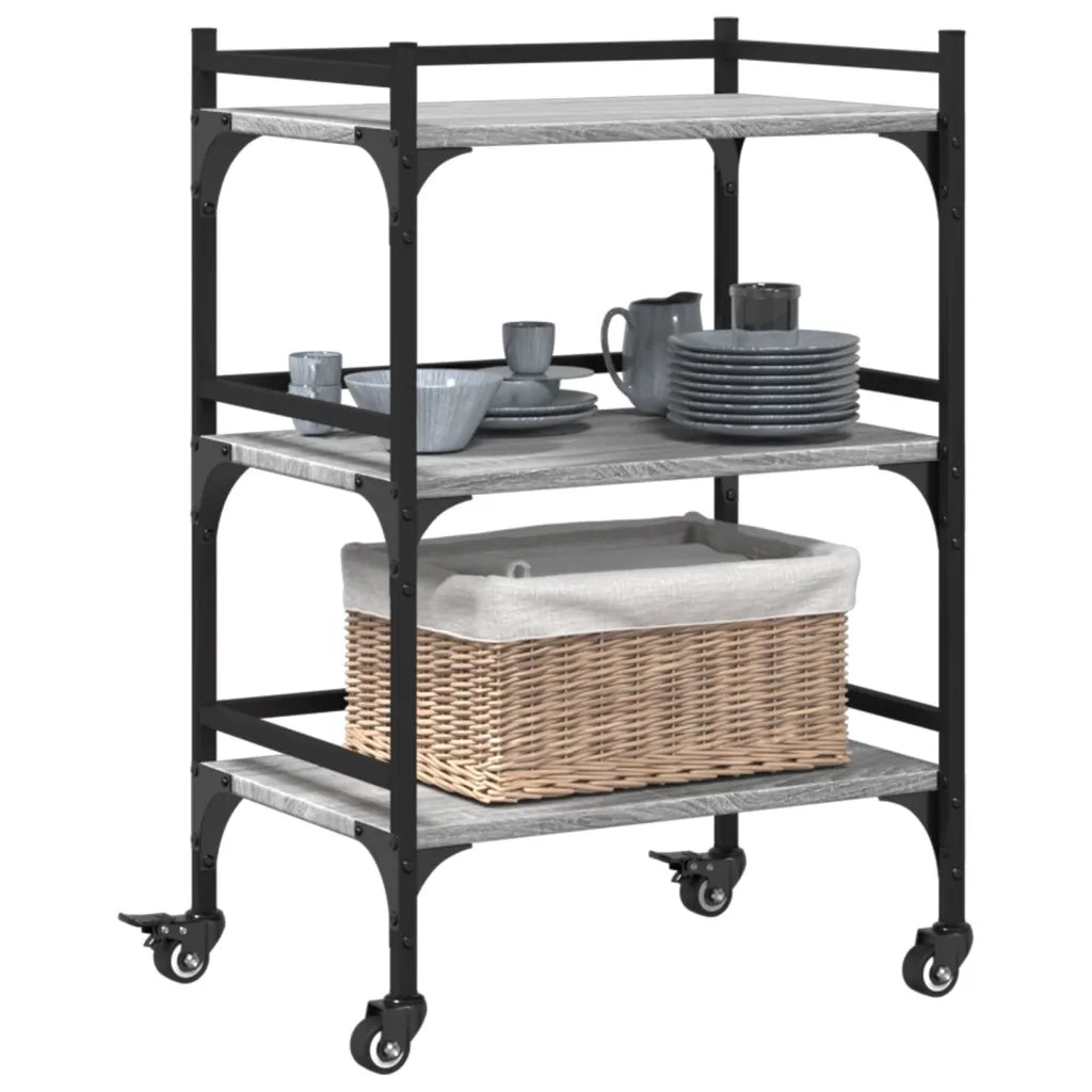 Carrello da Cucina-Scaffale per Cucina Grigio Sonoma 50x35x75,5cm Legno Multistrato