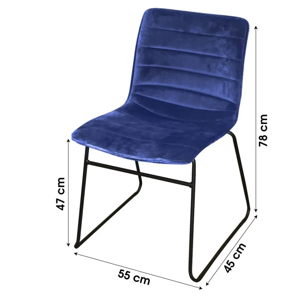 Set di 4 sedie in velluto a coste blu collezione NETS stile industriale