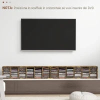 Set 2 Librerie Scaffale porta CD a 6 Ripiani ad Altezza Regolabile, in Legno, 21x19.2x88.3 cm, Marrone
