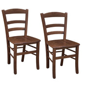 Sedia da sala da pranzo in legno paesana con seduta in massello noce scuro x 2