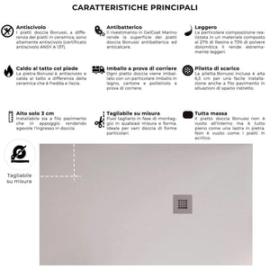 Piatto Doccia in Pietra 75x90 cm Bonussi Ardesia Everest Bianco